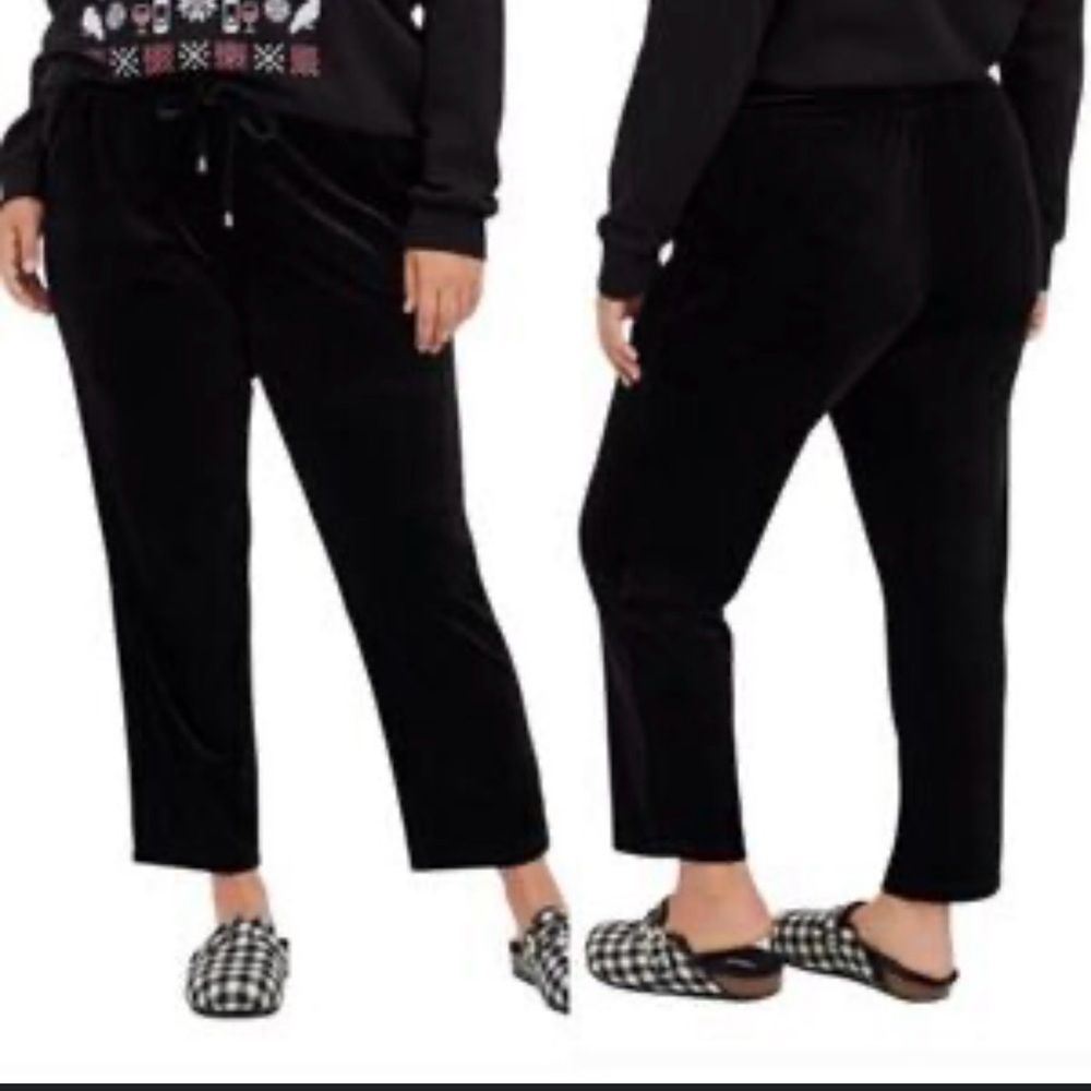 Torrid Black Velvet Jogger Pants‎ Pull On Elastic Waist Plus Size 2